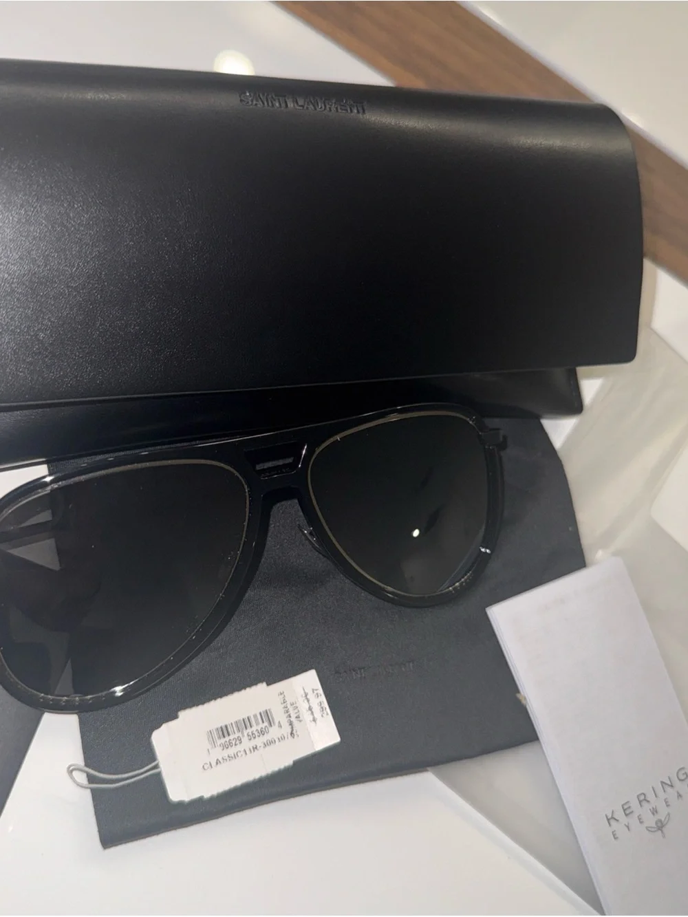 YSL Saint Laurent 56mm Pilot Aviator Mirror Black Sunglasses New $610